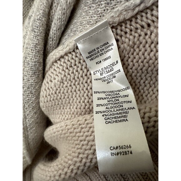 NEW Splendid Womens Large Wool & Cashmere Cream Gray Colorblock Leopard Sweater - Picture 6 of 7